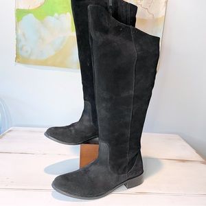 Wide Calf Black Suede Boots
